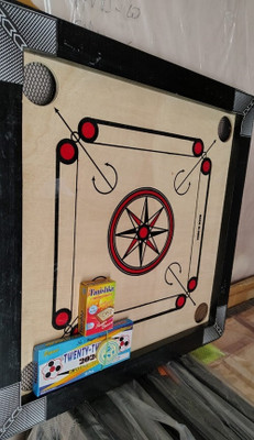 HouseOfCommon 20. inch. carom.&. coins. and.striker (black) Carrom Board 56 cm Carrom Board(Black)