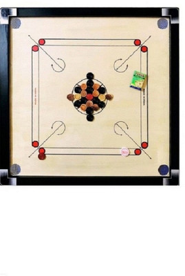 KOODOX Set- Full Size Smooth ( Size: 32 X 32 Inch, Border: 1.5 Inch) 81.28 cm Carrom Board(Brown)