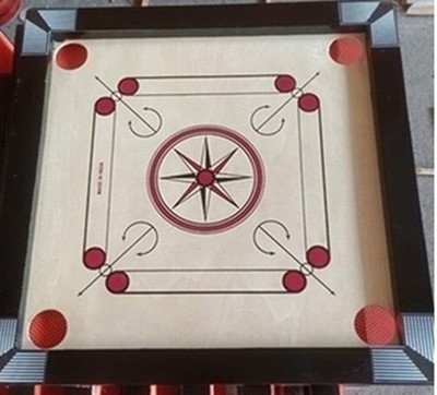 HouseOfCommon /20 inch carom. coins.and.striker (black) Carrom Board/ 56 cm Carrom Board(Black)