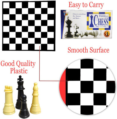 VEDIVA Foldable Chess Board Game Set for Kids/Children/Adults 35.5 cm Chess Board(Black, White)