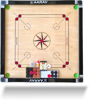 AARAV For Adults Full Size 32 Inches with 2 Set Coins Premium Product 3.17 cm Carrom Board(Beige, Black)