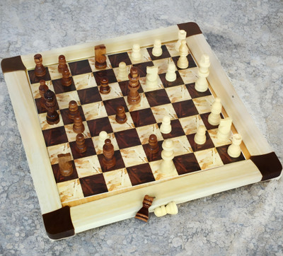 TRIXI Majestic Chess Wooden Game Set – Premium Handmade Board with Wooden Pieces 4.5 cm Chess Board(Multicolor)