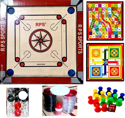 RPS Red Carrom Board 20 Inch + Ludo & Snake Ladder, Gift Pack 50 cm Carrom Board(Red)