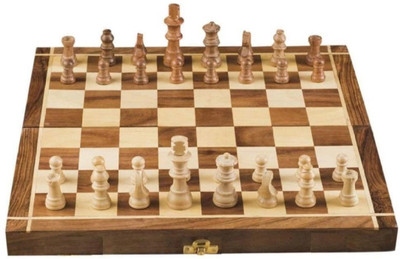 TFS Wooden Hand Crafted (Non Magnetic) Foldable Chessboard Game 16inch 6 cm Chess Board(Brown)