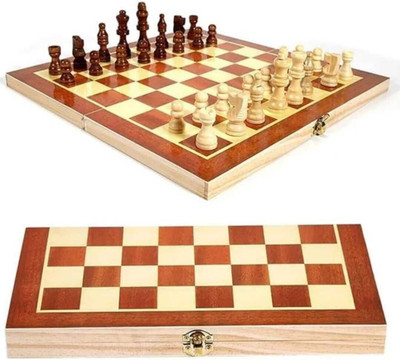 Himanshu Rastogi Wooden Chess Tournament Portable Folding Travel Chess Board Game 12 inchi 30 cm Chess Board(Multicolor)