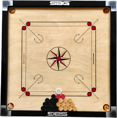 SBG Carrom Board 32 Inch for Adults Smooth Surface with Coins, Striker and Powder 80 cm Carrom Board(Beige)