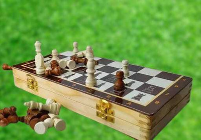 Hyper Folding Chess, Handmade Game Board 12*12 inches Wooden Chess 35.2 cm Chess Board(Brown)