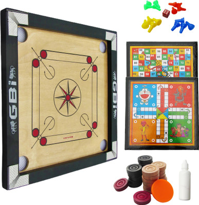 HouseOfCommon Graceful 20 inches with wooden coin and striker 40 cm Carrom Board(Black)