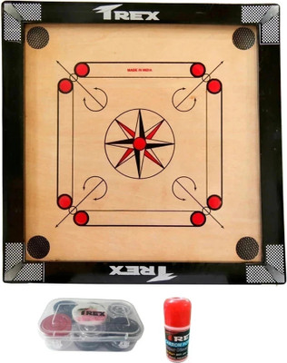 Trex Sports 20 Inches Heavy Wooden Gloss Finish with Coins, Powder & Stricker 50 cm Carrom Board(Multicolor)
