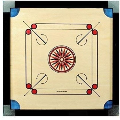 DESCTIDY 32inch carromboard coins powder stricker 5 cm Carrom Board(Beige)