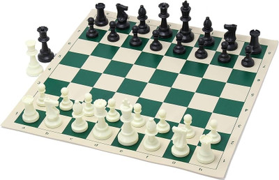 TIMA Professional Vinyl Chess Set with Bag Green 17 x 17 inches,for 6 years and up 6 cm Chess Board(Green)