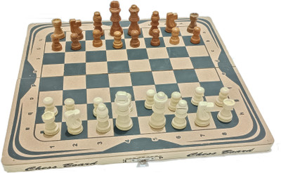 GRANT 12inch Wooden Folding Chess board with 32 wooden Pieces 3 cm Chess Board(Multicolor)