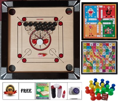 Kumud Matte Small Carrom Board With 2 in 1 Ludo Snakes 50.8 cm Carrom Board(Multicolor)