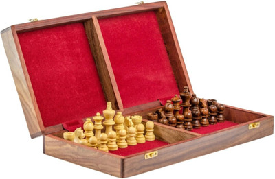 TFS Wooden Hand Crafted (Non Magnetic) Foldable Chessboard Game 10 Inch 5 cm Chess Board(Brown)