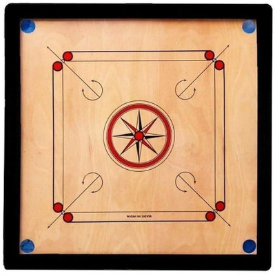 AthleX for Kids 26 Inch Medium Size Glossy Finish, Coins, Strikers, Powder 66.04 cm Carrom Board(Black, Beige)