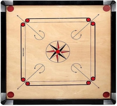 DESCTIDY 20inch carromboard with pawns stricker powder 4 cm Carrom Board(Beige)