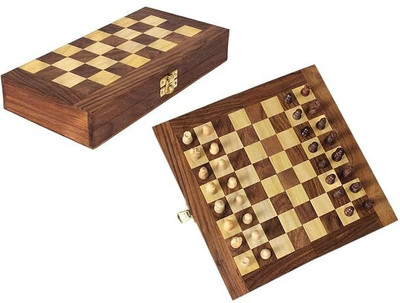 Neha wooden handicraft Foldable Chess Board Set 7 cm Chess Board(Brown)