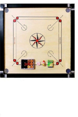 KOODOX Glossy -Full Size, (Size32 X 32 Inch,Border: 1.5 Inch) 81.28 cm Carrom Board(Brown)