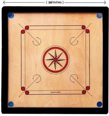 HouseOfCommon carrom board 20 inch High gloss finish with free coins striker and powder 20 cm Carrom Board(Black, Brown)