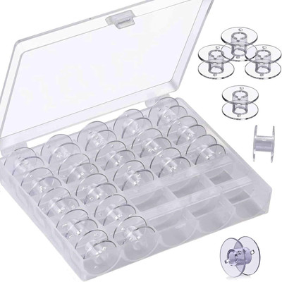 FIDEO Janome Sewing Machine Bobbin 25 Pcs with Plastic Case, Transparent Bobbin Case(Pack of 1)