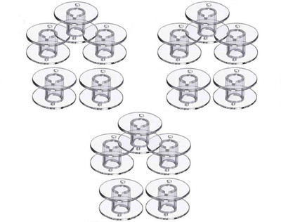 ZENITH 15 Plastic Transparent Bobbins for Any Automatic Sewing Machines (Singer/Usha/Brother) Bobbin Case(Pack of 15)