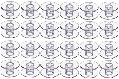 ZENITH 24 Plastic Clear Bobbins for Any Domestic Automatic Sewing Machines comaptible with Usha Janome Singer and Brother Domestic Machine Bobbin Case(Pack of 24)