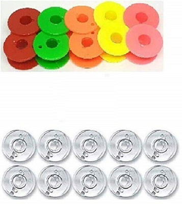 ZENITH combo10 Solid Multi Color Bobbins + 10 Transparent Plastic Bobbins for Any Automatic Domestic Sewing Machines (Singer/Usha/Brother) (100) Bobbin Case(Pack of 20) ZENITH combo10 Solid Multi Color Bobbins + 10 Transparent Plastic Bobbins for Any Automatic Domestic Sewing Machines (Singer/Usha/Brother) (100) Bobbin Case(Pack of 20)