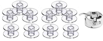 ZENITH 10 Plastic Transparent Bobbins + 1 Bobbin Case for Any Automatic Sewing Machines Bobbin Case(Pack of 1) ZENITH 10 Plastic Transparent Bobbins + 1 Bobbin Case for Any Automatic Sewing Machines Bobbin Case(Pack of 1)