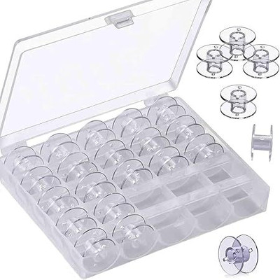 AORDEY Sewing Machine Bobbin 25 Pcs with Plastic Case Bobbin Case(Pack of 25)