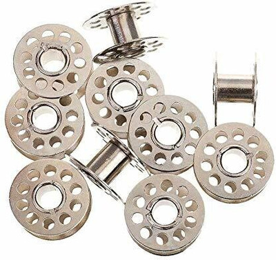 ZENITH Metal Sewing Machine Bobbins for Singer/Usha/Sapna/Merit/Brother 15 Bobbins, Silver Bobbin Case(Pack of 15)