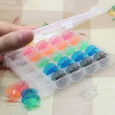 DIGSMORDEN 25 Solts Empty Bobbins Spools Box Sewing Machine Bobbin Case Organizer Storage Bobbin Case(Pack of 25)