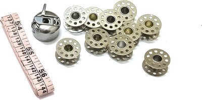 nawani Pack of 10 Metal bobbins for Sewing Machine and 2 Bobbin and 1 Inch Tape. Bobbin Case(Pack of 12)