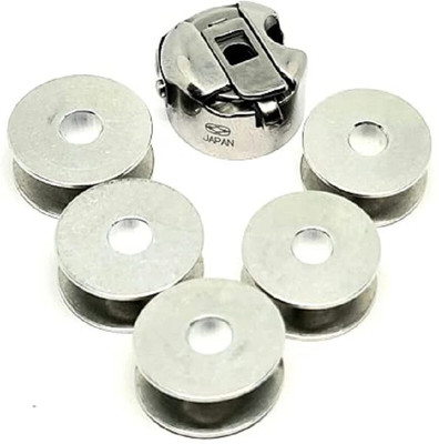 ZENITH Combo of Japan Bobbin case with Aluminum Bobbins for Industrial Sewing machines Bobbin Case(Pack of 15)