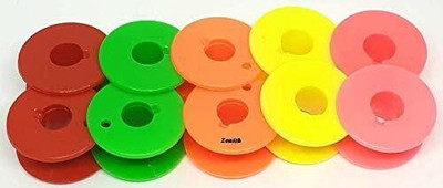 ZENITH 10 Solid Multi Color Bobbins for Any Automatic Sewing Machines (Singer/Usha/Brother) Bobbin Case(Pack of 10)