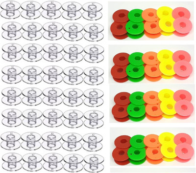 ZENITH combo10 Solid Multi Color Bobbins + 10 Transparent Plastic Bobbins for Any Automatic Domestic Sewing Machines (Singer/Usha/Brother) (80) Plastic Bobbins(Pack of 80, Small) ZENITH combo10 Solid Multi Color Bobbins + 10 Transparent Plastic Bobbins for Any Automatic Domestic Sewing Machines (Singer/Usha/Brother) (80) Plastic Bobbins(Pack of 80, Small)