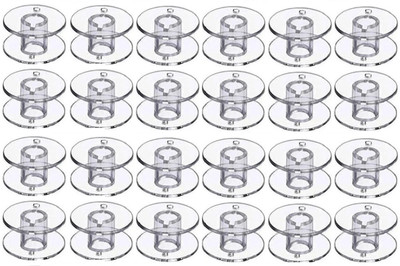 ZENITH Plastic Transparent Bobbins for Any Automatic Sewing Machines (Singer/Usha) Plastic Bobbins(Pack of 24, NA)