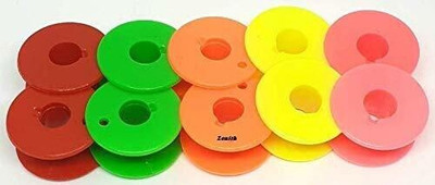 ZENITH 10 Solid Multi Color Bobbins for Any Automatic Sewing Machines (Singer/Usha/Brother) Plastic Bobbins(Pack of 10, Domestic)