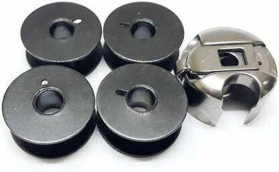 Crafts Haveli 4 Bobbins 1 bobbin case for tailoring sewing machine machines Metal Bobbins(Pack of 4, NA)