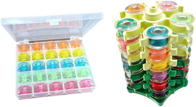 Gemsy Color Bobbin Tower Storage Plastic Bobbins(Pack of 25, Regular)