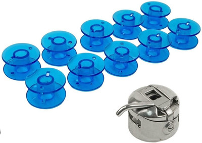 ZENITH Sewing Machine 10 Bobbins Set & 1Bobbin Case Combo Compatible with Usha, Brother Plastic Bobbins(Pack of 10, 0)