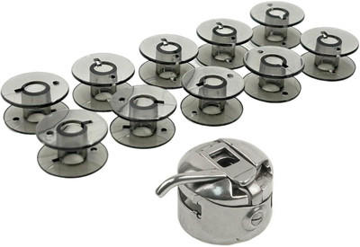 ZENITH Sewing Machine 10Bobbins Set & 1Bobbin Case Combo Compatible with Usha, Brother Plastic Bobbins(Pack of 10, 0)