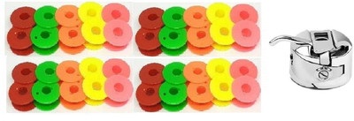 ZENITH Solid Multi Color Bobbins + 1 Bobbin Case for Any Automatic Sewing Machines (Singer/Usha/Brother) (40) Metal Bobbins(Pack of 40, Small) ZENITH Solid Multi Color Bobbins + 1 Bobbin Case for Any Automatic Sewing Machines (Singer/Usha/Brother) (40) Metal Bobbins(Pack of 40, Small)