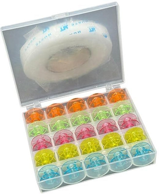 PADMAVATHI ENTERPRISES Multicolor Transparent Sewing Machine Bobbins-(25 Pcs) Plastic Bobbins(Pack of 25, all)
