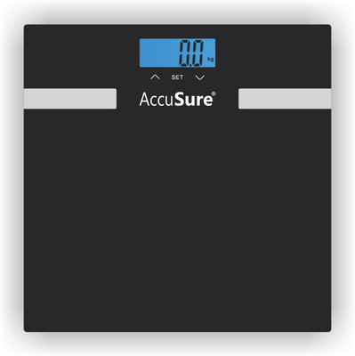 AccuSure Digital Weighing Scale With LCD Panel Thick Tempered Glass, F-56 Weighing Scale(Black)