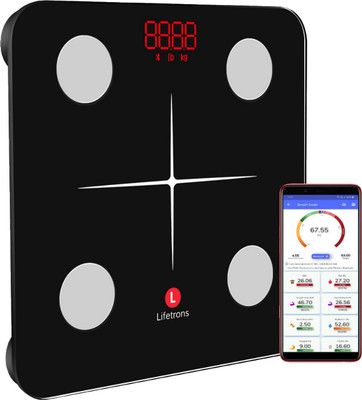 Lifetrons Slinky Lite Digital Smart weight Scale with 12 Body Parameters & free mobile app Body Fat Analyzer(Black)