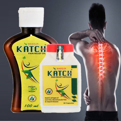 Masolin Herbal Katch Ayurvedic Pain Relief - Oil 100ml and Capsules 60Caps Liquid(2 x 1 Units)