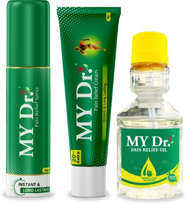 MY Dr. Pain Relief Multi Combo Pack - Oil (60 ml) + Cream (60 g) + Spray (85 ml) Liquid(3 x 56.67 ml)