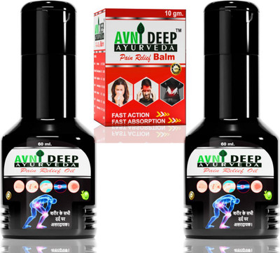 avnideep ayurveda Pain Relief Oil 60ml (2pcs) + 1 Balm 10g – Fast Muscle, Joint & Back Pain Relief Liquid(3 x 1 Units)