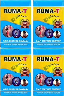 RUMA T CAPSULE FOR JOINT PAIN,RHEUMATOID ARTHRITIS,SCIATICA,GOUT,SPONDYLITIS PACK OF 4 Capsules(4 x 30 Units)