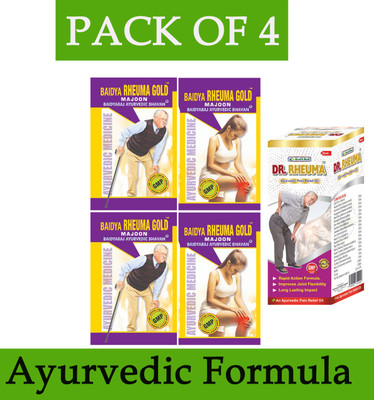 Baidyaraj Ayurvedic Bhavan Rheuma Gold Majoon & oil For Knee Pain, Joint Pain , Arthritis Liquid(4 x 50 g)